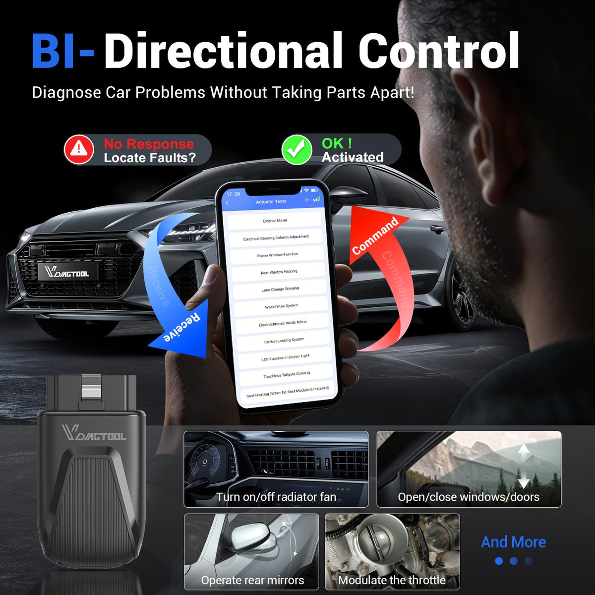 VDIAGTOOL app live data screen with D200 showing real-time diagnostics benefit fast fault spotting