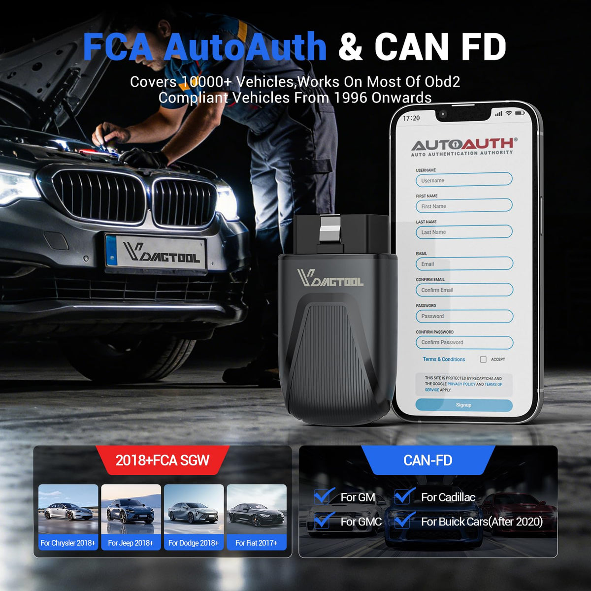 VDIAGTOOL app resets menu listing oil, EPB, SAS functions for easy maintenance