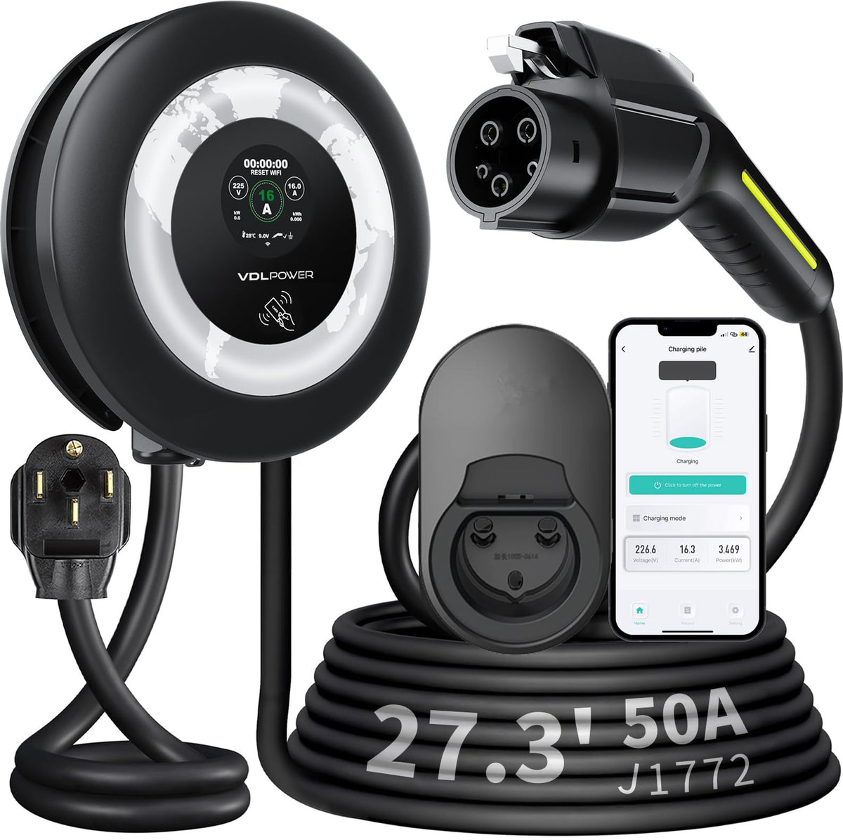 VDLPOWERVP front unit with cable, shows compact design and fast charging