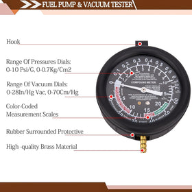 VECKYJL close-up of the 4-inch dial showing color-coded vacuum and pressure scales