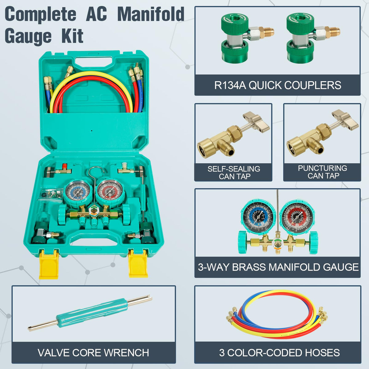 VECOTOOLS brass manifold close-up highlighting corrosion-resistant construction benefit