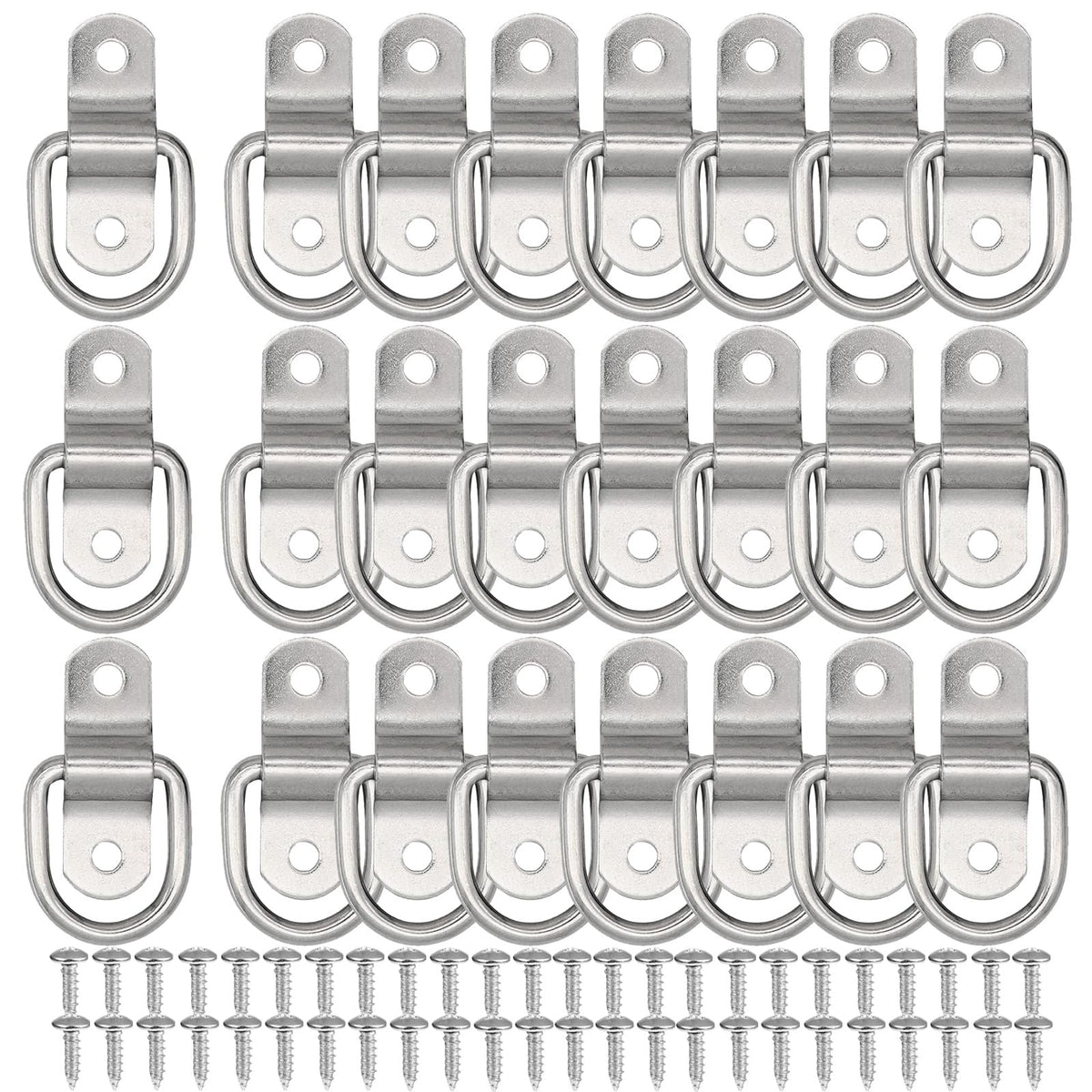 VEEBELL front view showing 24 silver D-ring anchors kit and screws for heavy-duty securing