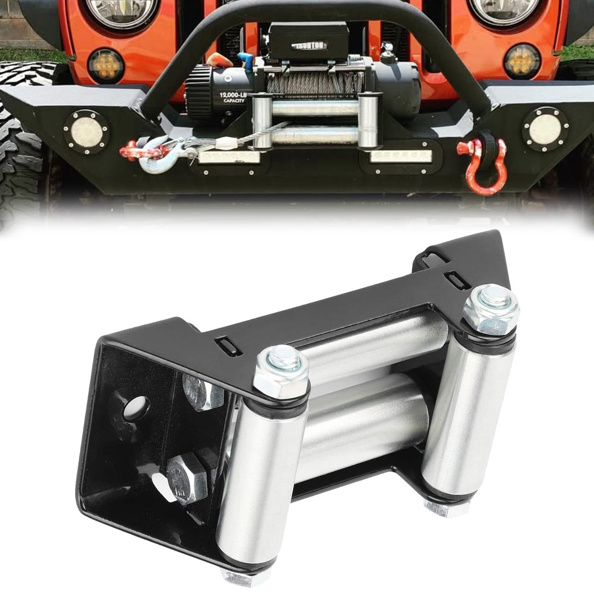 VEEBELL front view fairlead installed on bumper for improved cable protection