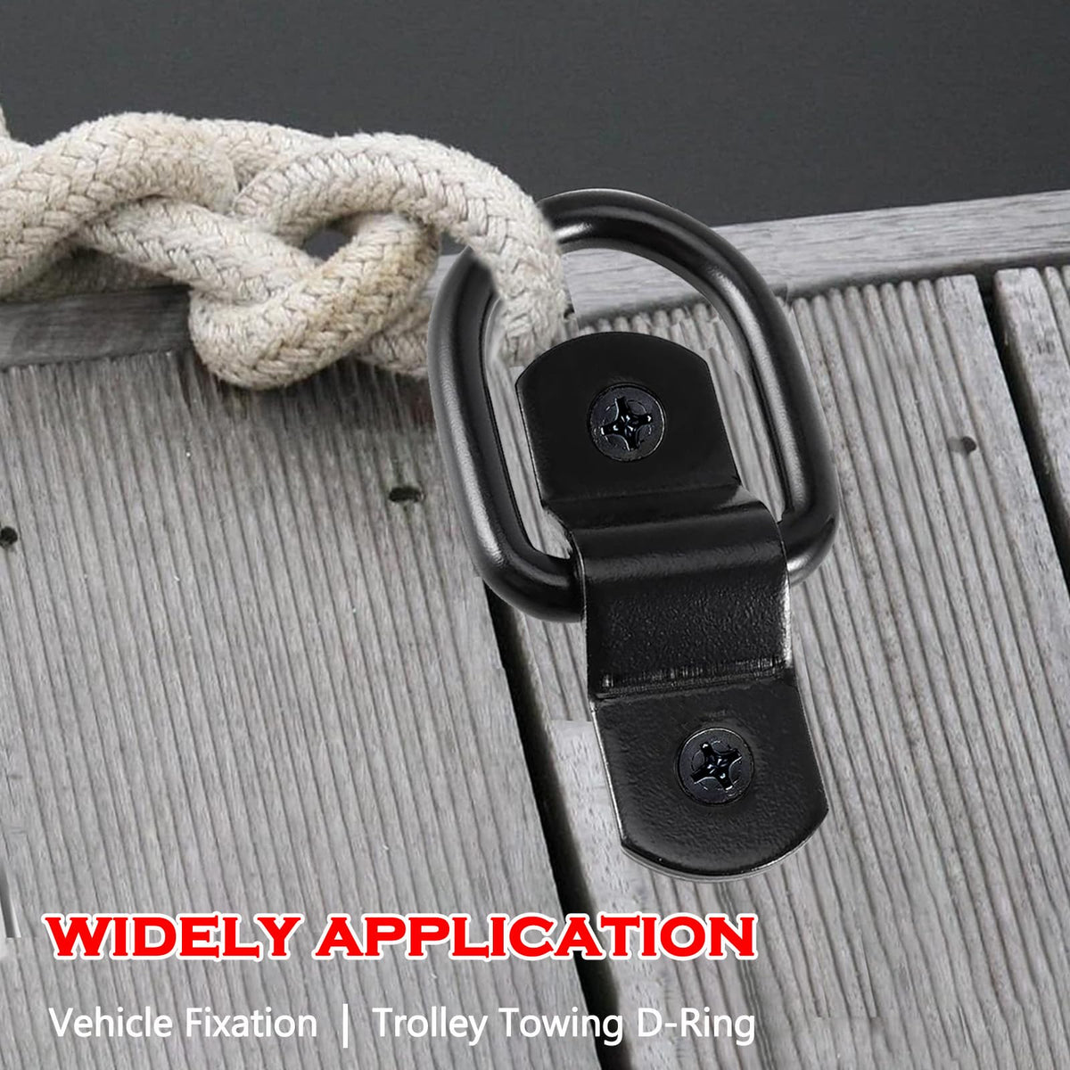 VEEBELL D-ring beside ratchet strap illustrating size and compatibility