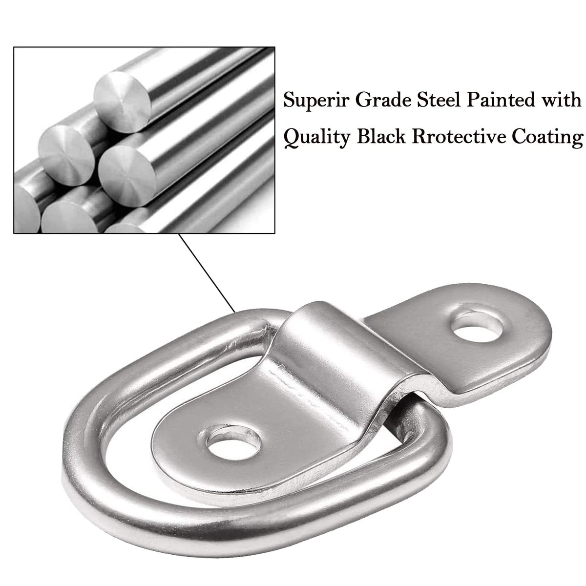 VEEBELL D-ring displayed beside ruler indicating precise dimensions and compatibility