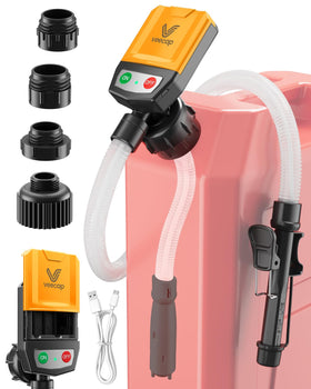 VEECAP pump front view with hoses showing quick setup and portability