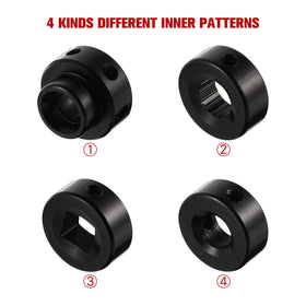 Veemoon adapters and mounting hardware laid out, simplifying fit for many vehicles
