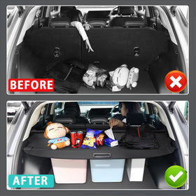 VEENJOY cover being pulled across trunk showing quick retractability and privacy benefit