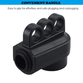 Veepeak installed on RV cord end demonstrating secure strain relief and proper cable fastening