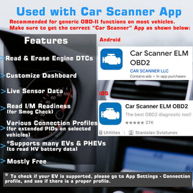 Veepeak OBDCheck BLE+ angled plug highlighting obd connector for quick vehicle installation