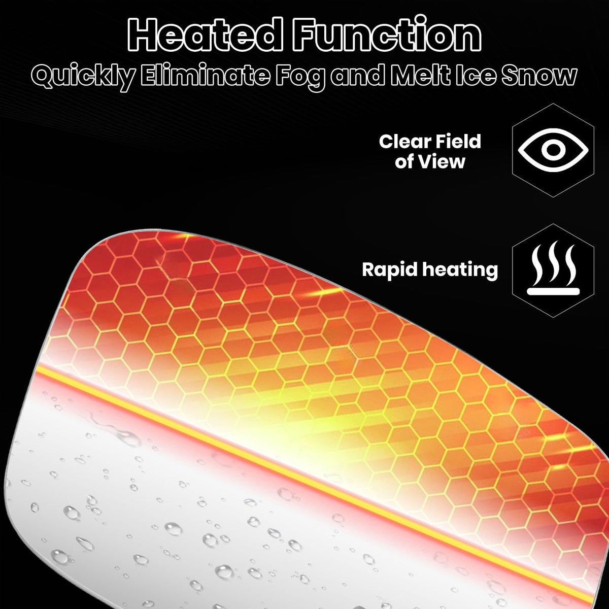 vefix heated mirror close-up with high-definition glass for improved visibility