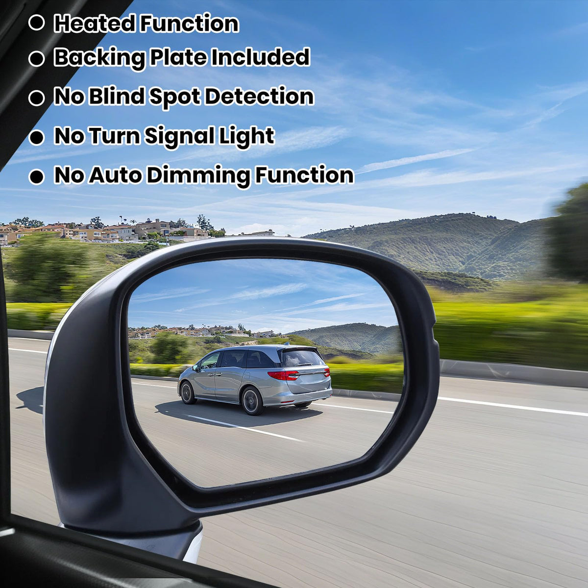 vefix mirror on vehicle in rainy conditions reducing fog for safer driving