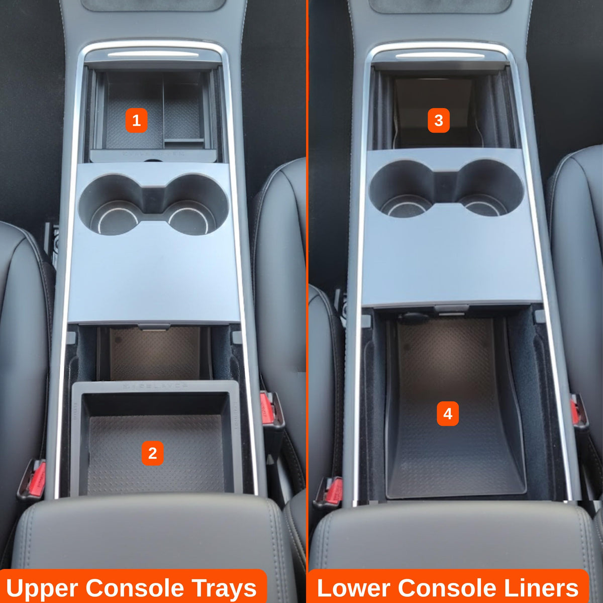 Vehicle OCD armrest tray close-up textured rubber insert for secure grip