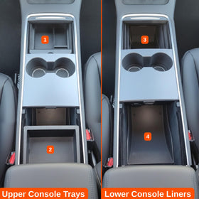 Vehicle OCD armrest tray close-up textured rubber insert for secure grip