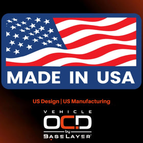 Vehicle OCD installed with OEM upper tray to show compatibility and maintained function