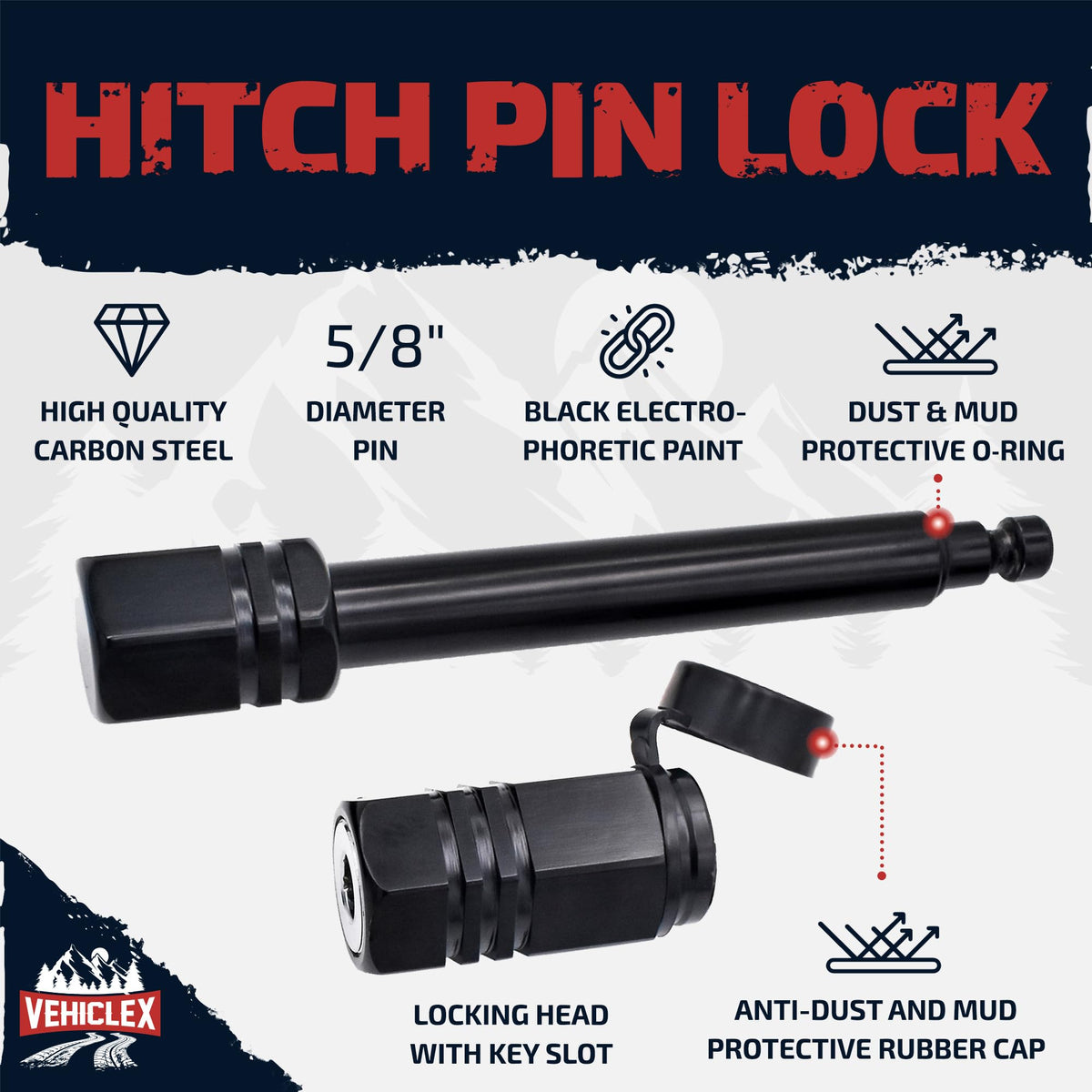 Vehiclex tubular key and rubber key cap close-up for dust protection