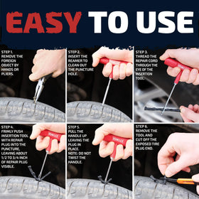 Vehiclex kit in use on motorcycle showing roadside repair speed benefit