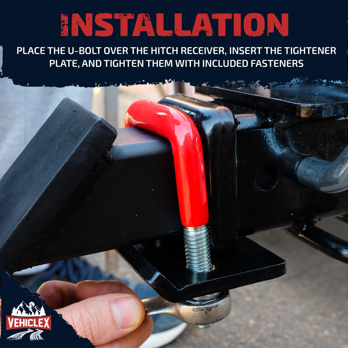 Vehiclex used on trailer hitch in towing scene improving quiet ride