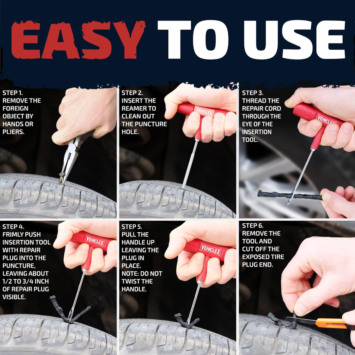 Vehiclex repair in use on ATV demonstrating fast puncture fix