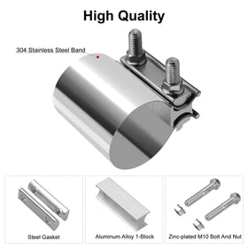 VehiMata clamp installed on exhaust pipe demonstrating no-weld connection and alignment