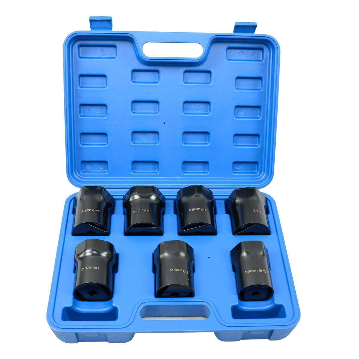 VEHIRETL front view of seven sockets showing kit organization and quick selection benefit