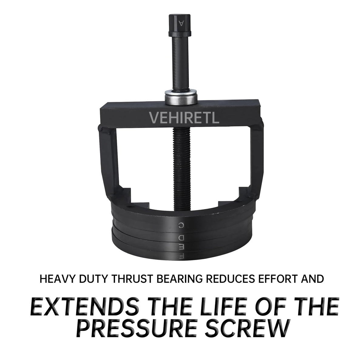 VEHIRETL tool in use removing hub illustrating safe aligned extraction