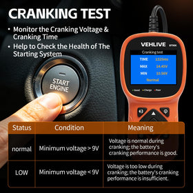 VEHLIVE BT906 clamp attached to battery terminal demonstrating safe connection