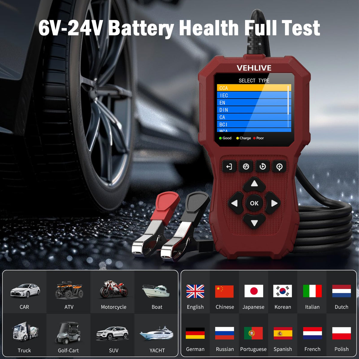 VEHLIVE BT911 with user manual and upgrade card showing included accessories