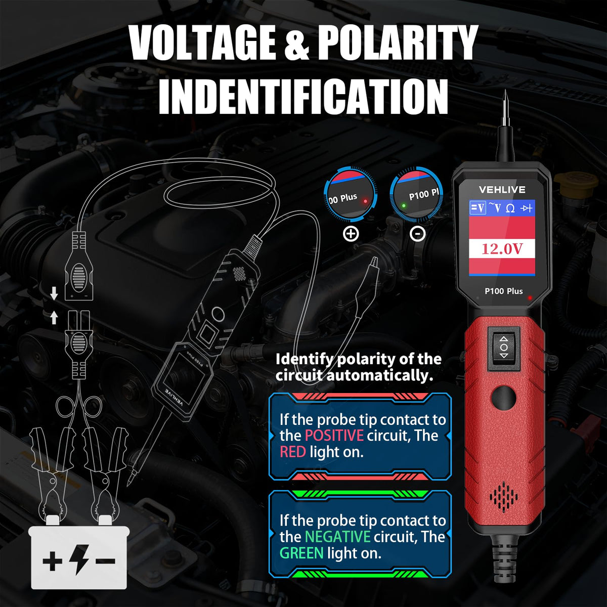 VEHLIVE P100 Plus cables and connector ends demonstrating 40 ft reach flexibility