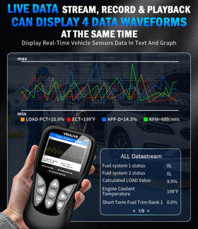 VEHLIVE V850 button close-up for easy one-handed operation and quick menu access