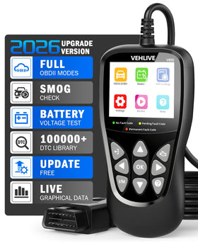 VEHLIVE V850 front view showing durable casing and 2.8-inch display for clear diagnostics