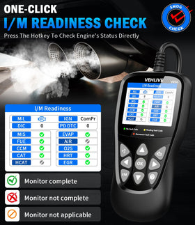 Technician using VEHLIVE V850 in vehicle to read codes and verify repairs faster