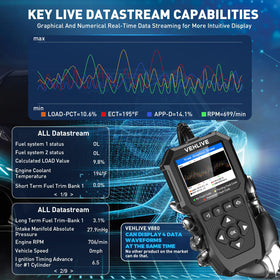 VEHLIVE V880 freeze frame and DTC list view helping pinpoint issue conditions