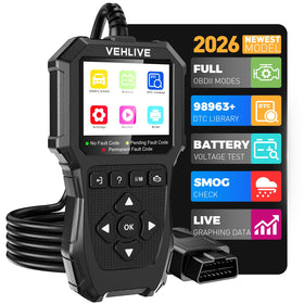 VEHLIVE V880 front view showing handheld scanner and buttons for quick identification