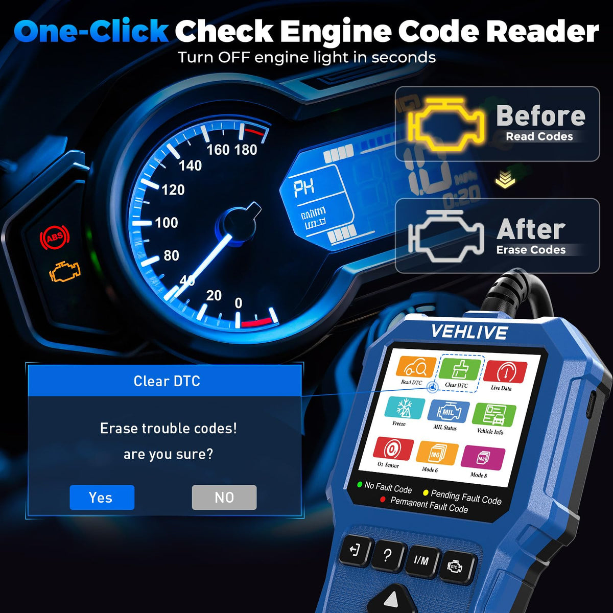 VEHLIVE V880 displaying live data stream and waveform for quick troubleshooting benefit