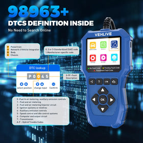 Hand holding VEHLIVE V880 to show compact handheld size for portability benefit