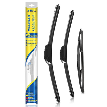 VEIGEIR front packaging showing three blades and compatibility benefits