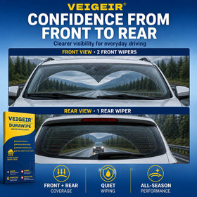 VEIGEIR passenger-side blade installed showing balanced wiping coverage