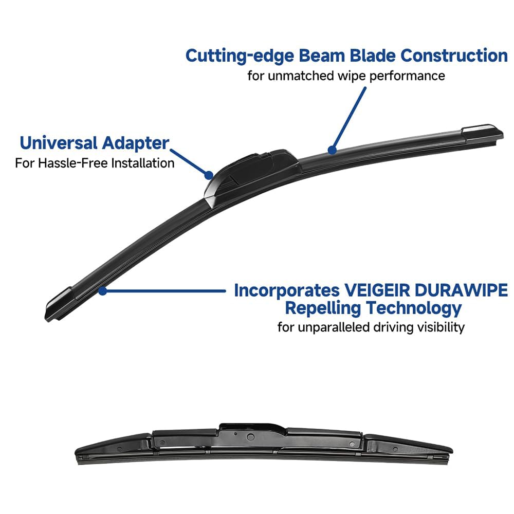 VEIGEIR 16-inch passenger blade close-up showing smooth rubber edge