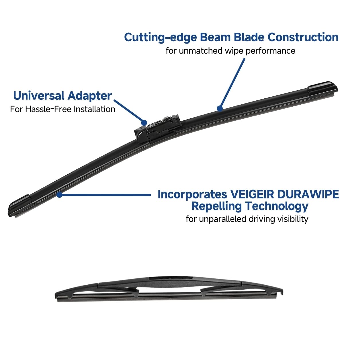 VEIGEIR 26-inch driver blade front view on Forester, even windshield contact benefit