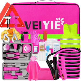 VEIYIE front view of the pink emergency kit showing compact storage and quick access