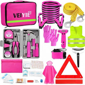VEIYIE front view of pink emergency kit showing compact design and quick access