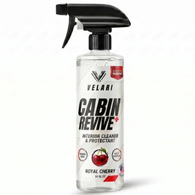 VELARI bottle front label showing product name and scent, clear branding benefit