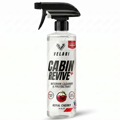 VELARI bottle front label showing product name and scent, clear branding benefit