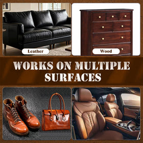 Velluxor jar beside leather jacket illustrating convenient home leather care