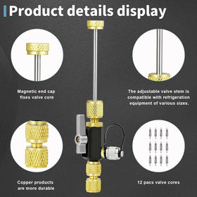 VELQUAI magnetic end cap holding a valve core securely to prevent drops during service