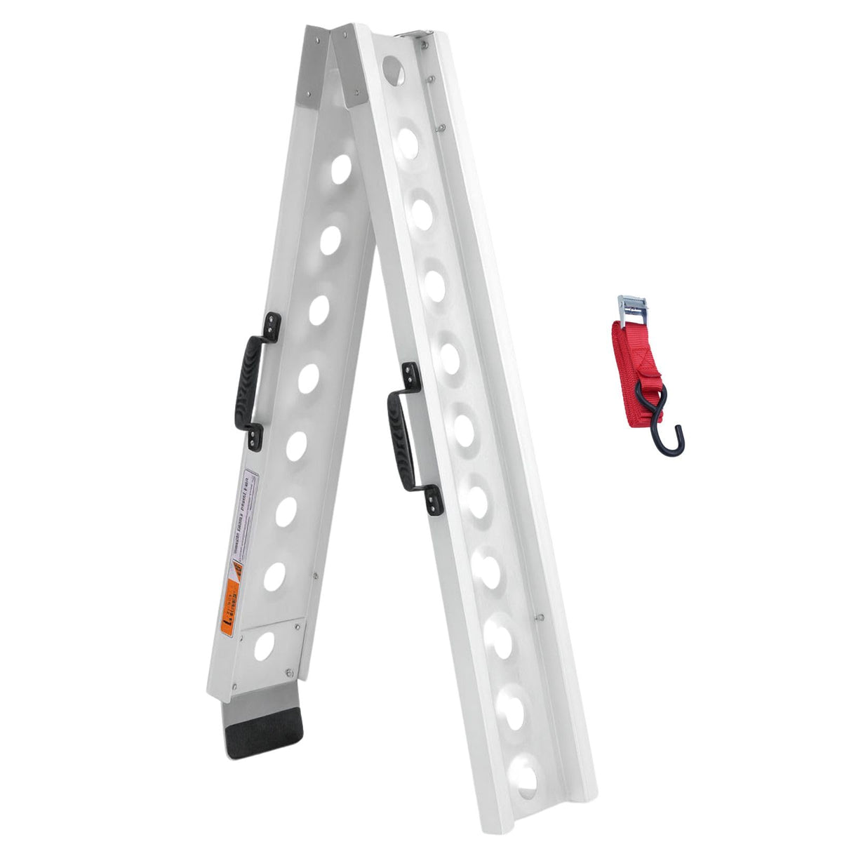 VENDAV folded ramp front view showing compact portability and easy transport benefit