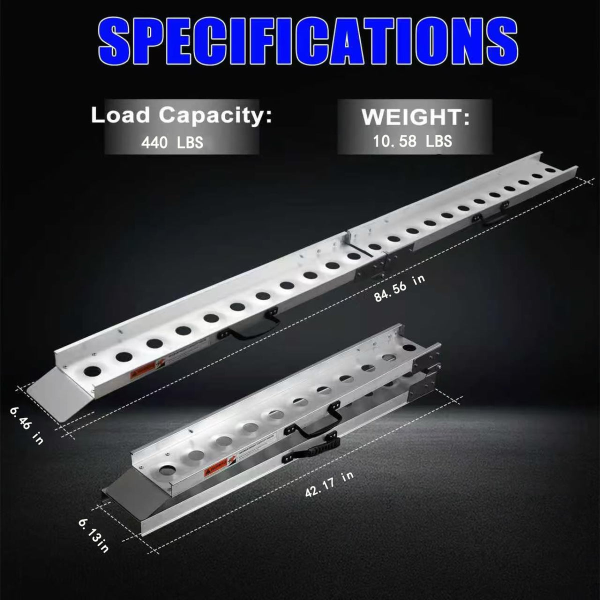 VENDAV unfolded ramp full length demonstrating low incline for safer loading