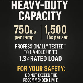 VENDAV ramp next to a pickup illustrating folded and extended size benefit