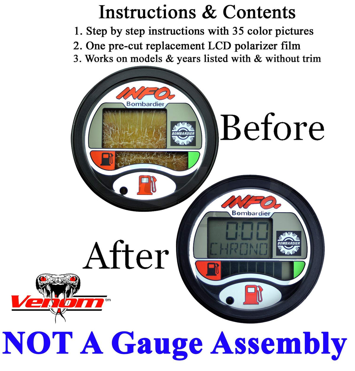Venom kit being installed on a Sea‑Doo gauge demonstrating quick DIY repair